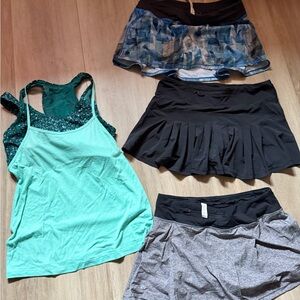 Athletic Skorts & Tanks Bundle - Black, Teal, Blue, Gray